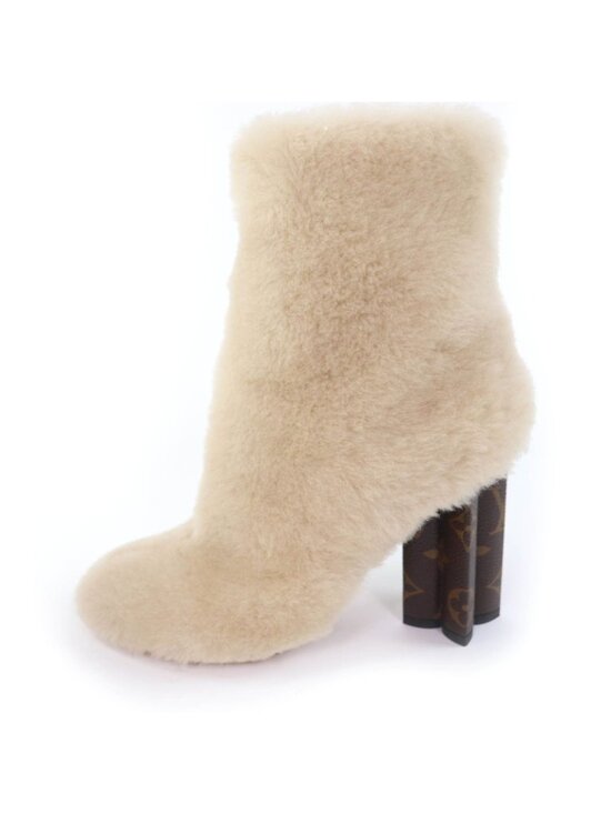 Louis Vuitton | Shoes | Louis Vuitton Ankle Boots | Poshmark Louis Vuitton LV Bob Line Leather Heels Monogram Boots Short Beige
